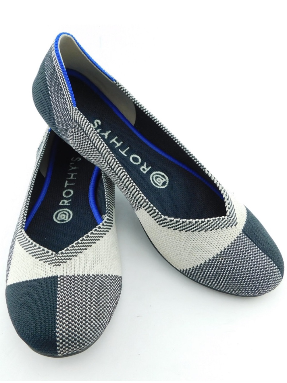 Rothy's ‘The Flat’ Buffalo Plaid Captoe in Dove Gray - Size 9